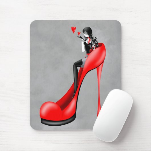 Mode-Diva in roten Stilettos Mousepad (Mit Mouse)