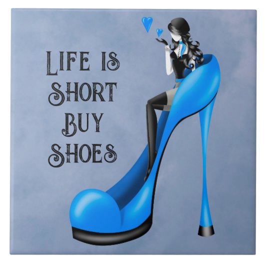 Mode-Diva in Stiletto Blau Fliese (Vorderseite)