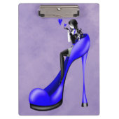 Mode-Diva in Stiletto Dunkelblau  Klemmbrett (Vorderseite)