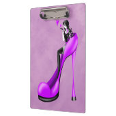 Mode-Diva in Stiletto-Lila Klemmbrett (Links)