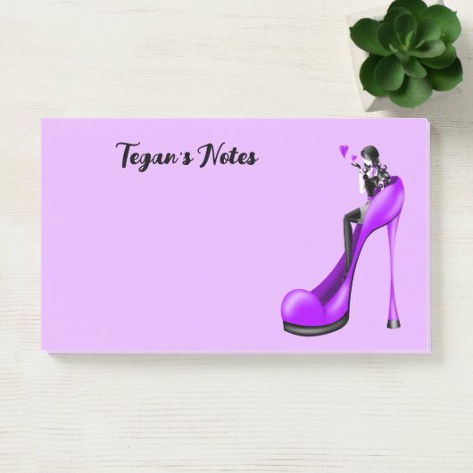 Mode-Diva in Stiletto-Lila Post-it Klebezettel (Büro)