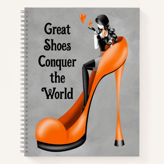 Mode-Diva in Stiletto orange Notizblock (Vorderseite)
