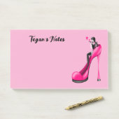 Mode-Diva in Stiletto Pink Post-it Klebezettel (Auf Schreibtisch)