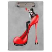 Mode-Diva in Stiletto Rot  Klemmbrett (Vorderseite)