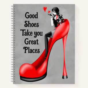 Mode-Diva in Stiletto Rot Notizblock