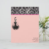 Mode-Diva Pink Raspberry Monogramm Briefbogen (Stehend Vorderseite)