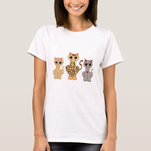 Mode drei Niedliche Katzen T-Shirt (Vorderseite)