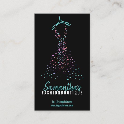 Mode Dress Boutique Shop Händler Blogger Dots Visitenkarte (Vorderseite)