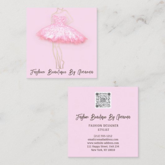 Mode Dress Logo QR Code Body Shape Dress Quadratische Visitenkarte (Vorne/Hinten)