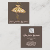 Mode Dress Logo QR Code Braun Rose Gold Dress Quadratische Visitenkarte (Vorne/Hinten)