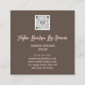 Mode Dress Logo QR Code Braun Rose Gold Dress Quadratische Visitenkarte (Rückseite)