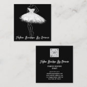 Mode Dress Logo QR Code Glitzer Grau Silber Quadratische Visitenkarte (Vorne/Hinten)