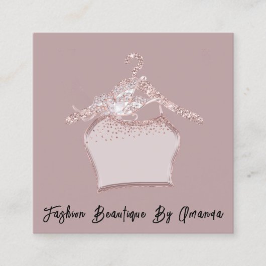 Mode Dress Logo QR Code Grau Rose Blush Quadratische Visitenkarte (Vorderseite)