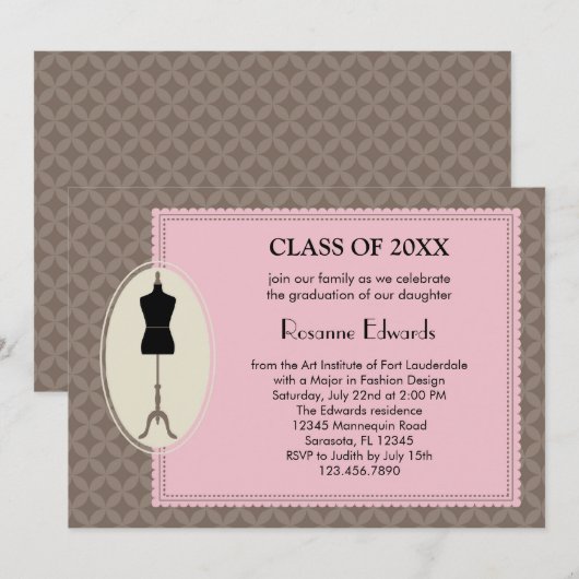 Mode-Entwurfs-Abschluss-Einladung Einladung (Vorne/Hinten)