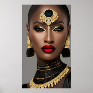 Mode Exotische afrikanische Gold-Schwarz-Schmuck F Poster
