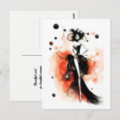 Mode-Feier. Schöne Frau im Luxkleid Postkarte (Vorne/Hinten)
