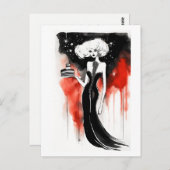 Mode-Feier. Schöne Frau mit Kuchen Postkarte (Vorne/Hinten)