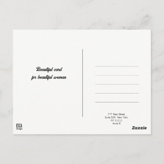 Mode-Feier. Schöne Frau mit Kuchen Postkarte (Rückseite)