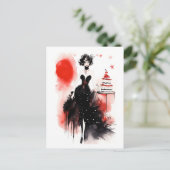 Mode-Feier. Schöne Frau mit Kuchen Postkarte (Stehend Vorderseite)