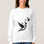 Mode-Flock: Eleganter Frauenvogel Sweatshirt (Vorderseite)