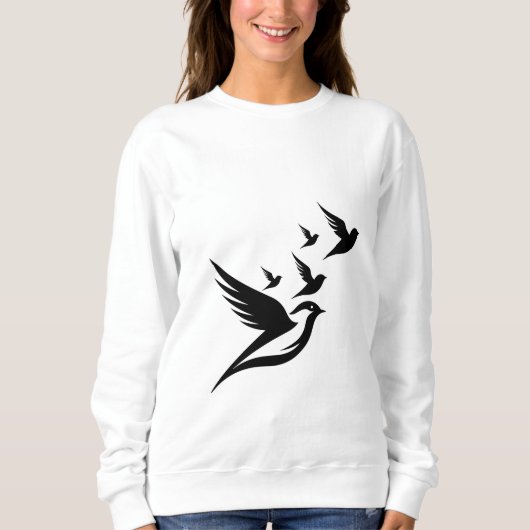 Mode-Flock: Eleganter Frauenvogel Sweatshirt (Vorderseite)