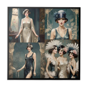Mode-Foto-Collage für Damen der 1920er Jahre, Fliese