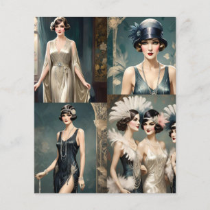 Mode-Foto-Collage für Damen der 1920er Jahre, Flyer