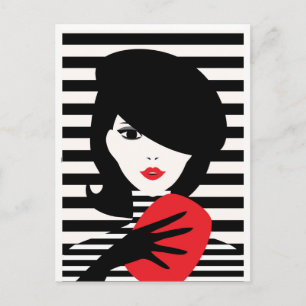 Mode französische stilvolle Modeillustration Postkarte