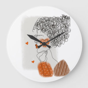 Mode-Frau: Graphic Black Lines Große Wanduhr