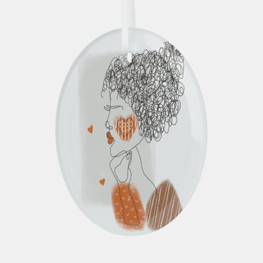 Mode-Frau: Graphic Black Lines Ornament Aus Glas (Vorderseite links)