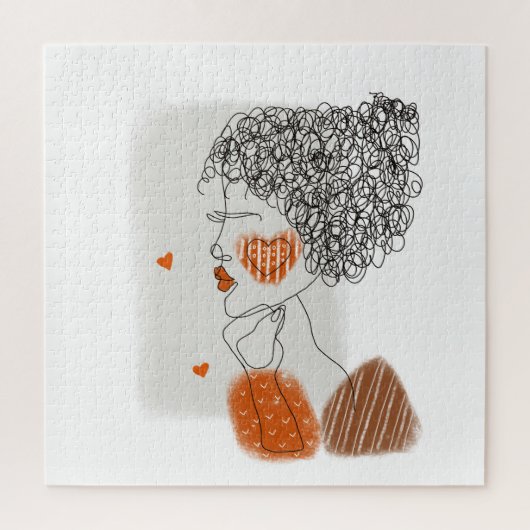 Mode-Frau: Graphic Black Lines Puzzle (Vertikal)