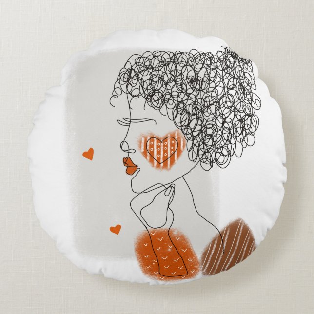 Mode-Frau: Graphic Black Lines Rundes Kissen (Vorderseite)