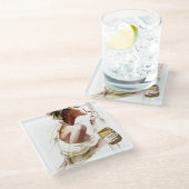 Mode Frau: Stilvolles, zeitgenössisches Portrait. Glasuntersetzer (Schrägansicht)