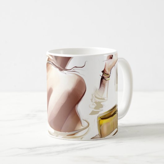 Mode Frau: Stilvolles, zeitgenössisches Portrait. Kaffeetasse (VorderseiteRechts)