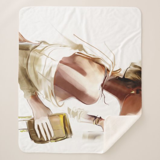 Mode Frau: Stilvolles, zeitgenössisches Portrait. Sherpadecke (Vorderseite)