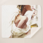 Mode Frau: Stilvolles, zeitgenössisches Portrait. Sherpadecke (Vorderseite (Horizontal))