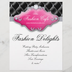 Mode Friseur Salon Satin Diamanten Schwarz Rosa Flyer