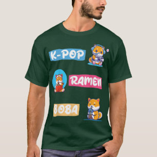 Mode für Fans von koreanischem K-Pop, BOBA, Ramen T-Shirt