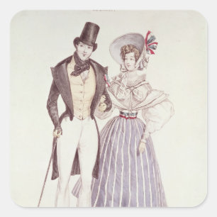 Mode für Männer und Frauen, 1830 Quadratischer Aufkleber