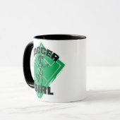 Mode-Fußballmädchen-Fußballentwurf Tasse (Vorderseite Links)