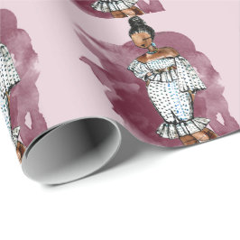 Mode-Geburtstagsausstattungsskizze-Zauberdiva Geschenkpapier