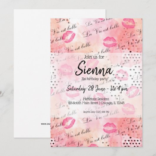 Mode-Girl Einladung (Vorne/Hinten)