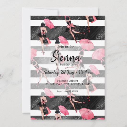 Mode-Girl Einladung (Vorderseite)