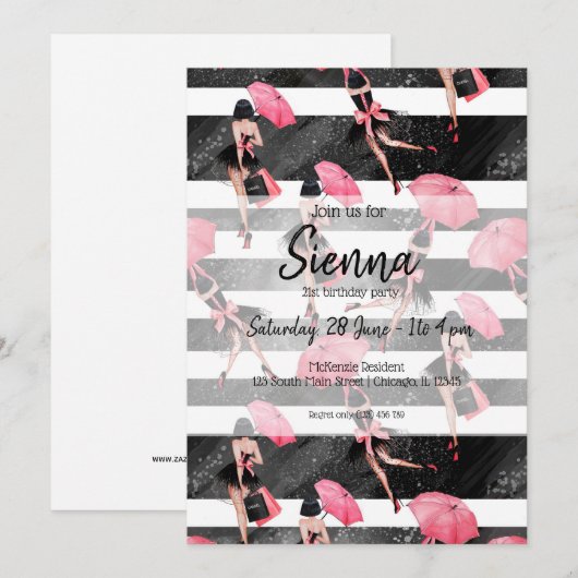 Mode-Girl Einladung (Vorne/Hinten)