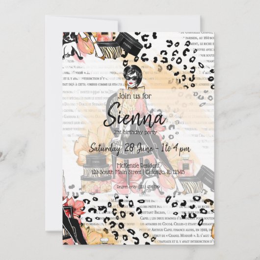 Mode-Girl Einladung (Vorderseite)