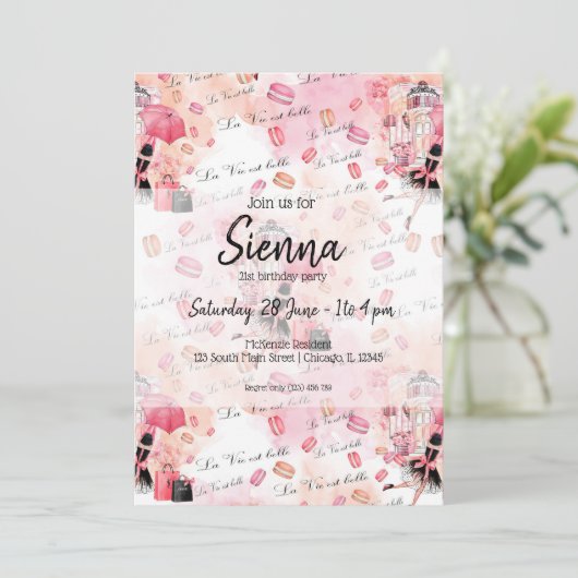 Mode-Girl Einladung (Stehend Vorderseite)