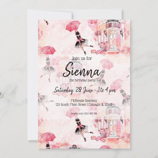 Mode-Girl Einladung (Vorderseite)