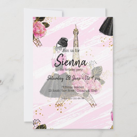 Mode-Girl Einladung (Vorderseite)