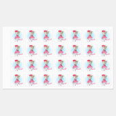 Mode Girl mit Mops Etiketten (Blatt)