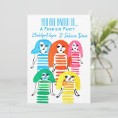 Mode-Girl zwischen Mode-Geburtstagsparty Einladung (Stehend Vorderseite)